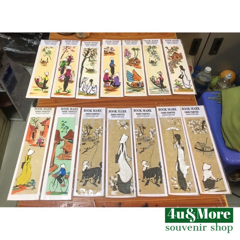 Kẹp sách trang giấy dó cô gái áo dài truyền thống phong cảnh Việt Nam