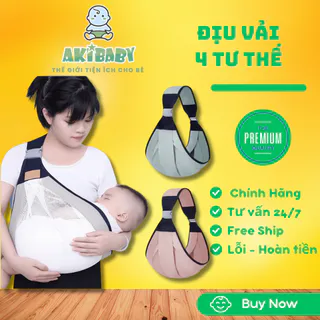 Địu vải cho bé sơ sinh nhiều tư thế vải lưới mềm mát gọn nhẹ dễ dàng sử dụng - Akibaby