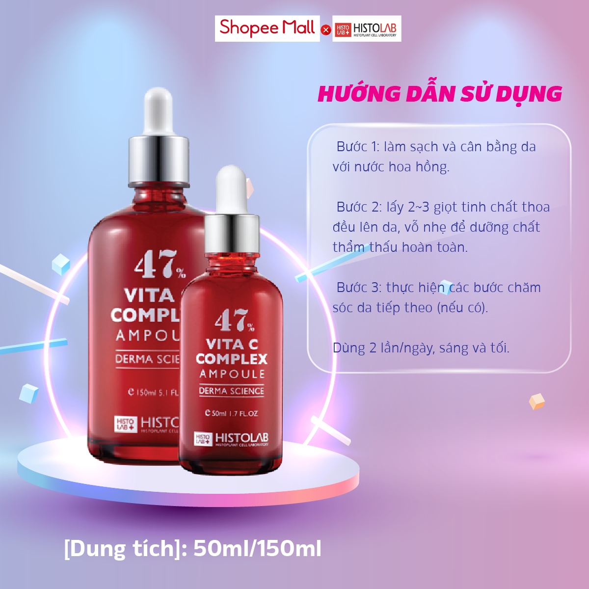 Serum Tinh Chất Làm Sáng Da HISTOLAB Vita C Complex Ampoule 47% - Giúp Tăng Sản Sinh Collagen, Giúp Da Căng Mượt