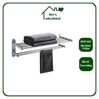 Máng khăn tầng đa năng Inox 304 PHÁT ĐẠT không rỉ sét, thanh treo khăn, giá móc khăn mặt nhà tắm, vắt khăn inox (SP029)