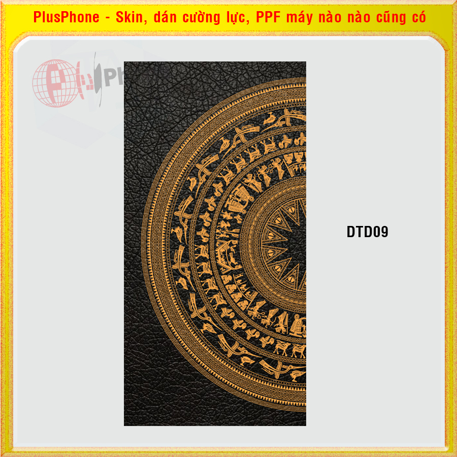 Dán Skin mặt sau hình trống đồng vân da cho điện thoại Sharp Aquos R6