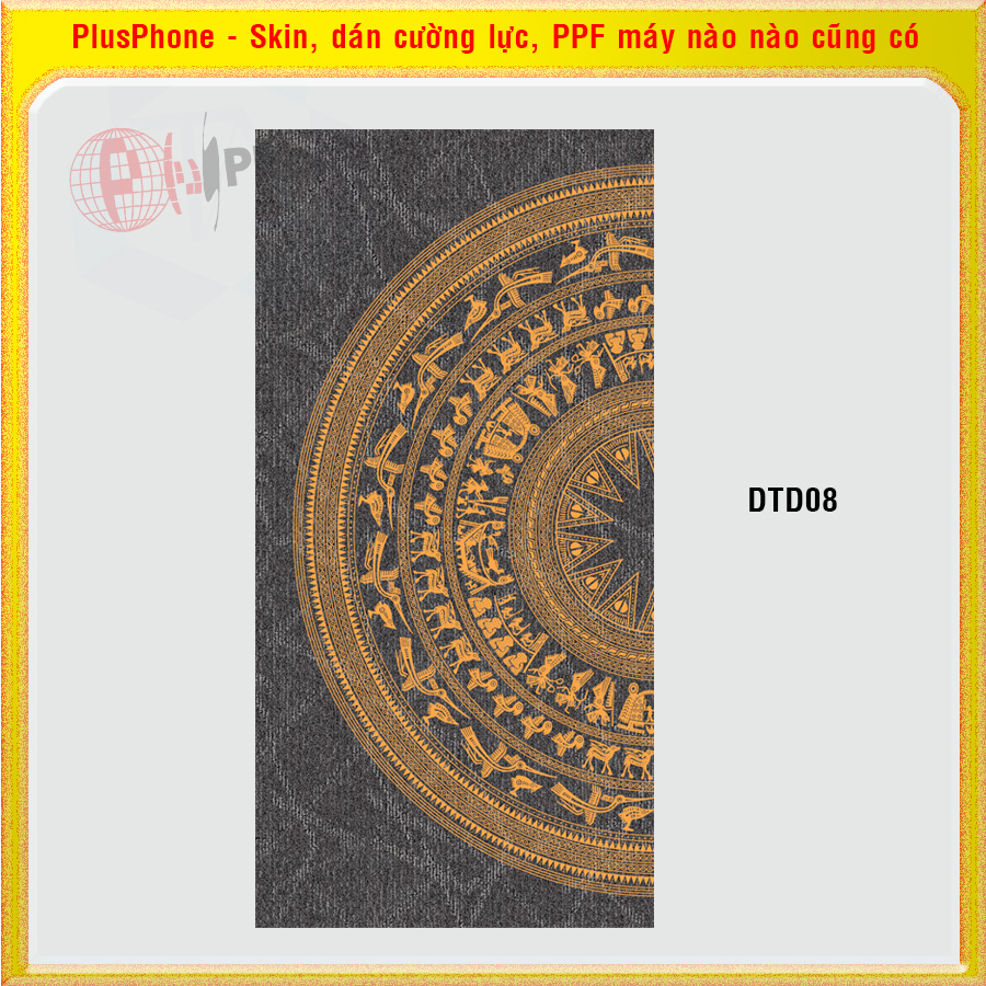 Dán Skin mặt sau hình trống đồng vân da cho điện thoại Sharp Aquos R6