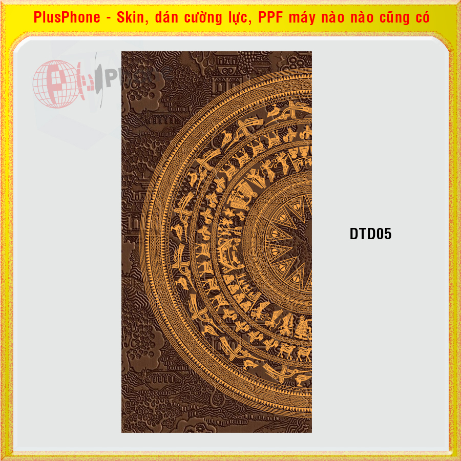 Dán Skin mặt sau hình trống đồng vân da cho điện thoại Sharp Aquos R6