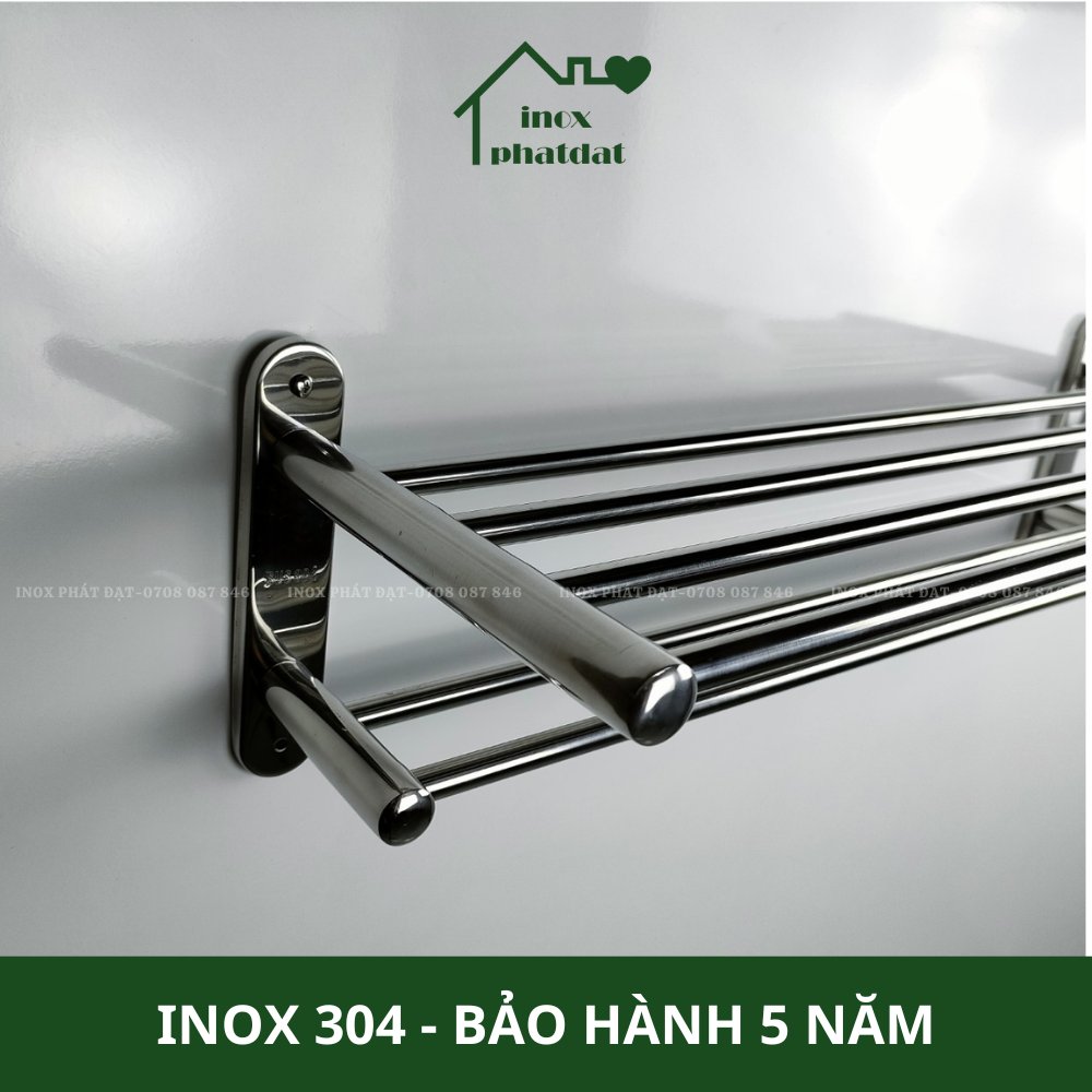 Máng khăn tầng đa năng Inox 304 PHÁT ĐẠT không rỉ sét, thanh treo khăn, giá móc khăn mặt nhà tắm, vắt khăn inox