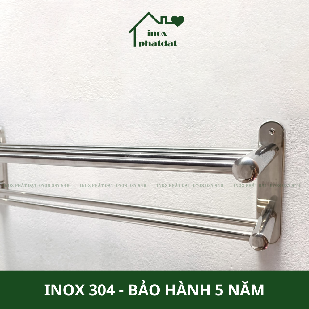 Máng khăn tầng đa năng Inox 304 PHÁT ĐẠT không rỉ sét, thanh treo khăn, giá móc khăn mặt nhà tắm, vắt khăn inox