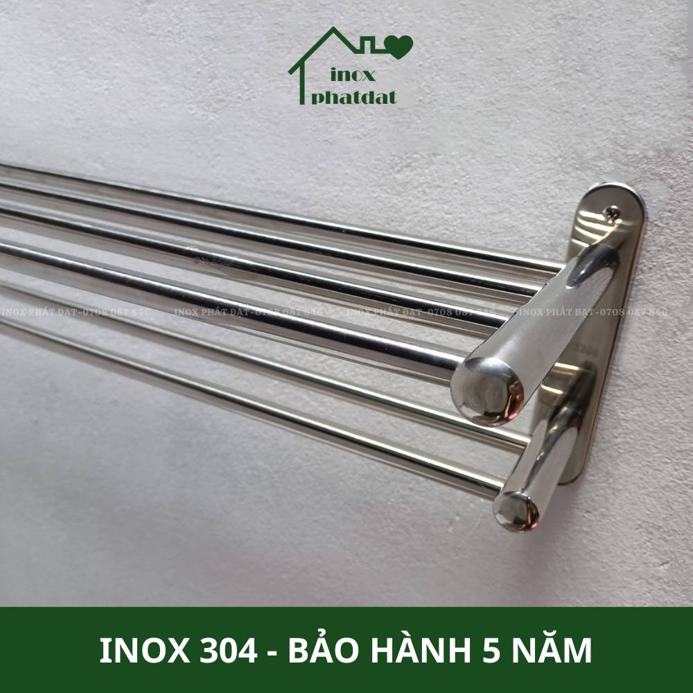 Máng khăn tầng đa năng Inox 304 PHÁT ĐẠT không rỉ sét, thanh treo khăn, giá móc khăn mặt nhà tắm, vắt khăn inox