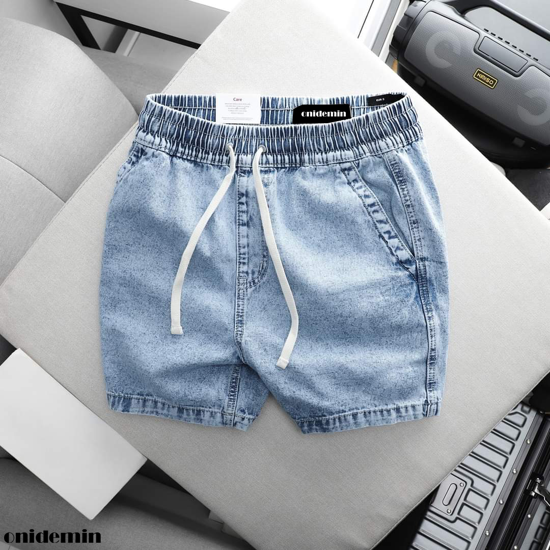 Quần Short Jean Wash Denim Nam Nữ chất vải 2 màu Xanh và Đen, form Slimfit trên gối ,Co Dãn Nhẹ.