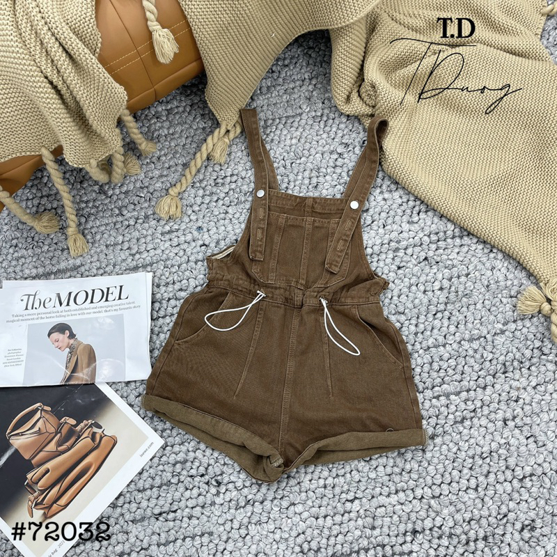 Yếm đùi nâu Tây kaki rút eo T2023