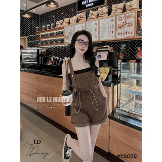 Yếm đùi nâu tây kaki rút eo t2023
