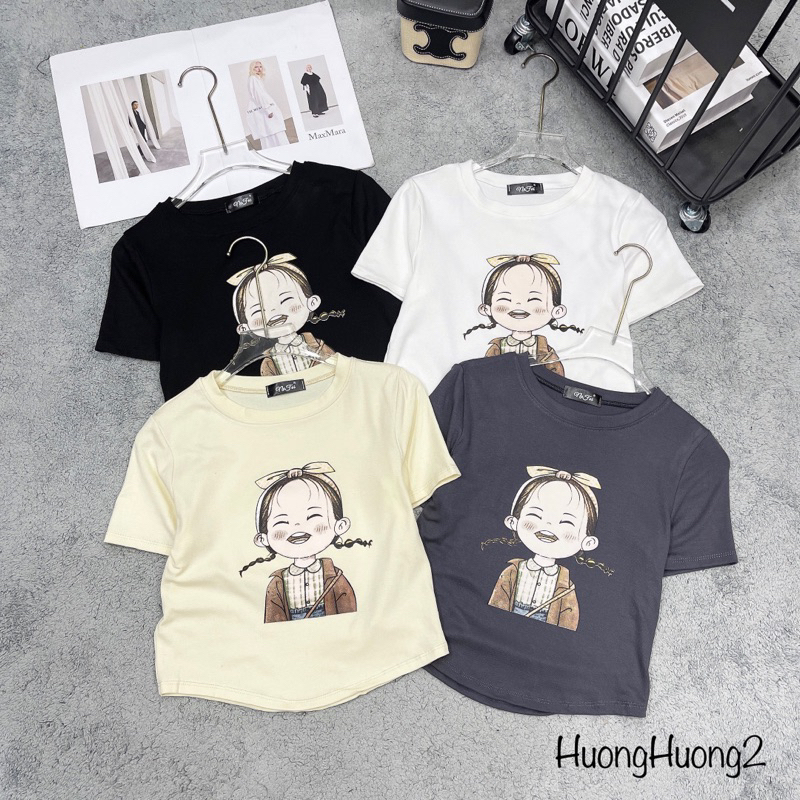 Áo thun croptop ôm body cô gái, Áo phông nữ dáng ôm in hình AT6449 - NhiNhi Shop