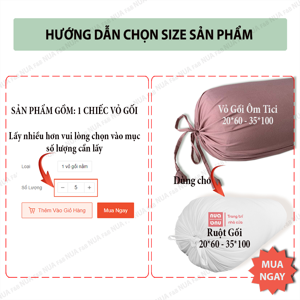 Vỏ Gối Ôm Cotton Tici 20x60cm, 35x100cm Có Dây Rút Vải, Áo Gối Ôm Màu Trơn Cao Cấp Tiện Lợi Khi Sử Dụng