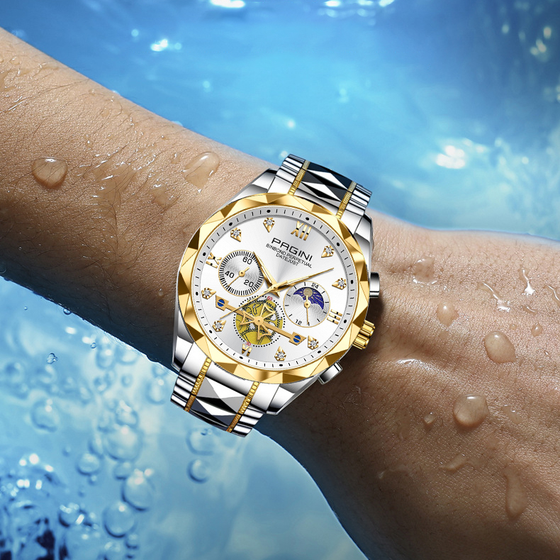 Đồng Hồ Nam Pagini PA3322 Máy Pin, Dây Thép Đúc Đặc Cao Cấp, Chạy Full Kim Sang Trọng