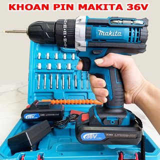 Máy Khoan Pin Makita 36v [ Tặng Bộ Phụ Kiện 24 Chi Tiết ] Có Búa, Bắt Vít, Khoan Tường Pin 5 Cell