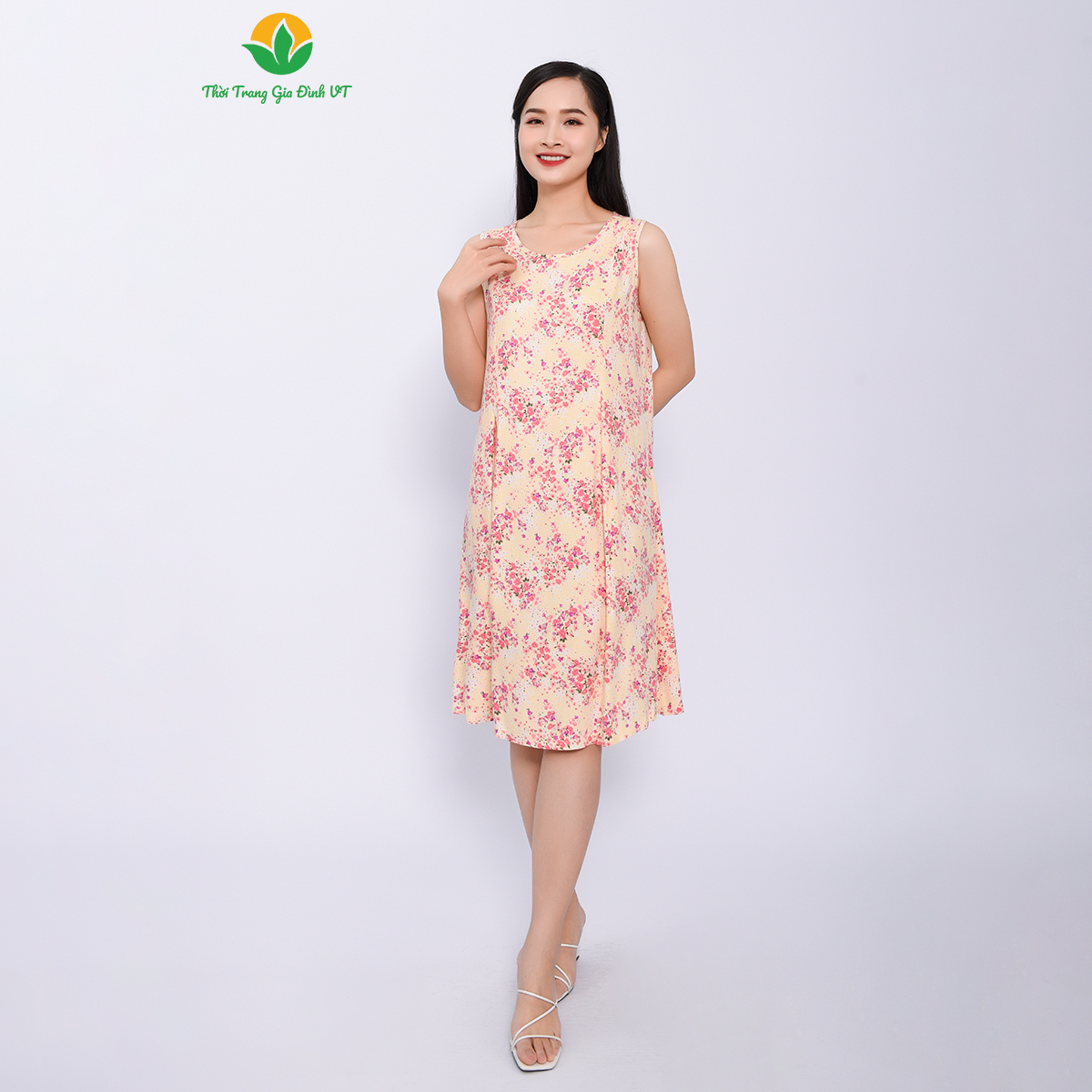 Đầm váy nữ mùa hè thời trang Việt Thắng dáng xuông chất Lanh  thoáng mát - V02.2307