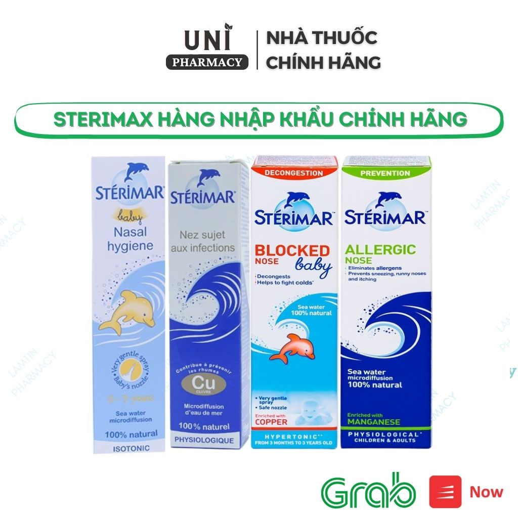 Xịt Mũi Cá Heo Sterimar Baby xịt vệ sinh hàng ngày, Xịt muối biển Pháp Hàng nhập khẩu chính hãng Lọ 50ml