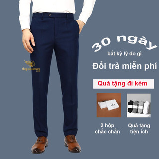 Quần âu nam - Quần tây nam đen công sở vải cotton co giãn nhẹ cao cấp dáng slimfit LX.