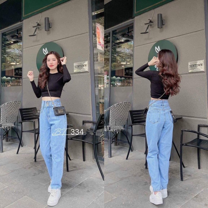 Quần Baggy Phối Kiểu Chất Liệu Jean Cotton Thoải Mái AJ334 [ ảnh chụp tại shop]