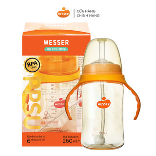 Bình ống hút PPSU Wesser 260ml (PPSU MÀU VÀNG MẬT ONG)
