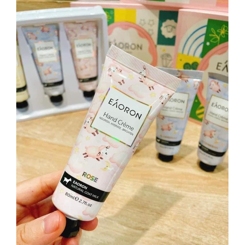 Set 3 chai Kem dưỡng tay Eaoron, dưỡng mềm và sáng da mịn màng căng bóng 80ml/tuýp