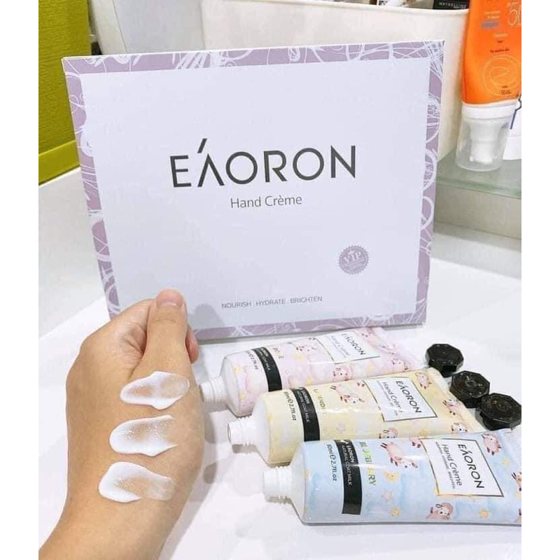 Set 3 chai Kem dưỡng tay Eaoron, dưỡng mềm và sáng da mịn màng căng bóng 80ml/tuýp