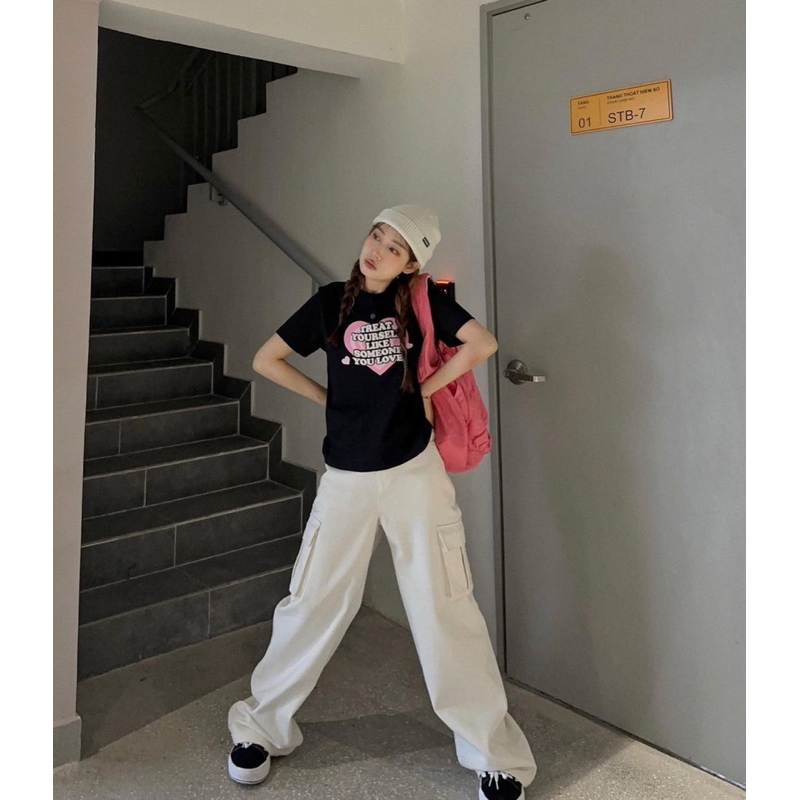 ♥️ SET ÁO THUN IN KÈM QUẦN SUÔNG CULOTTES NÂU  ♥️