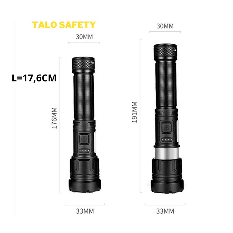 Đèn pin siêu sáng chip led laser tâm tròn cho ánh sáng gom, sử dụng pin 18650, MÃ 13