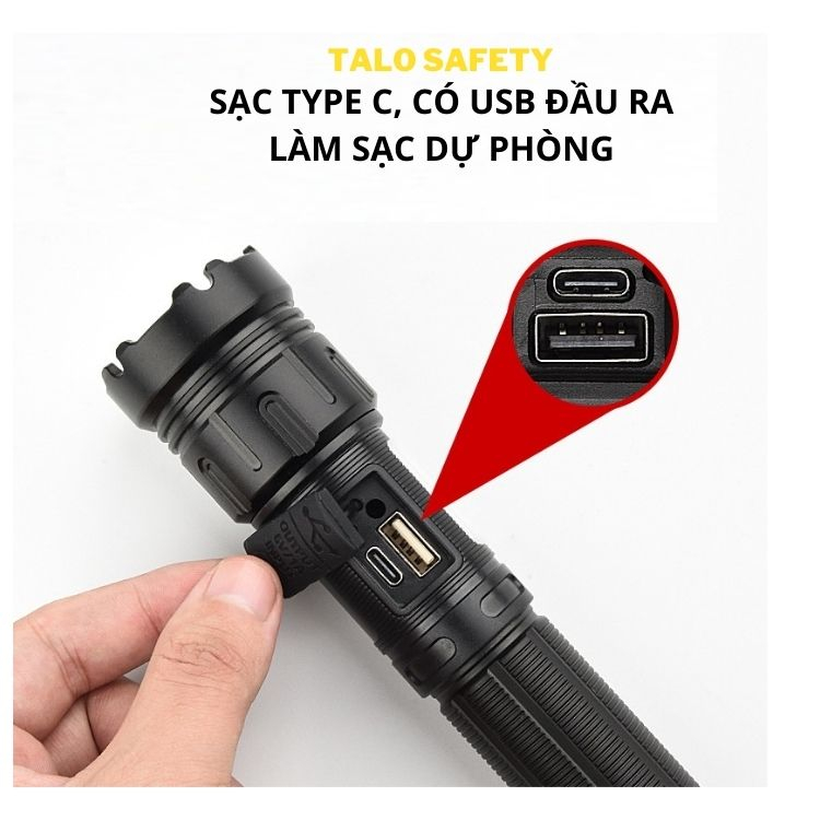 Đèn pin siêu sáng chip led laser tâm tròn cho ánh sáng gom, sử dụng pin 18650, MÃ 13
