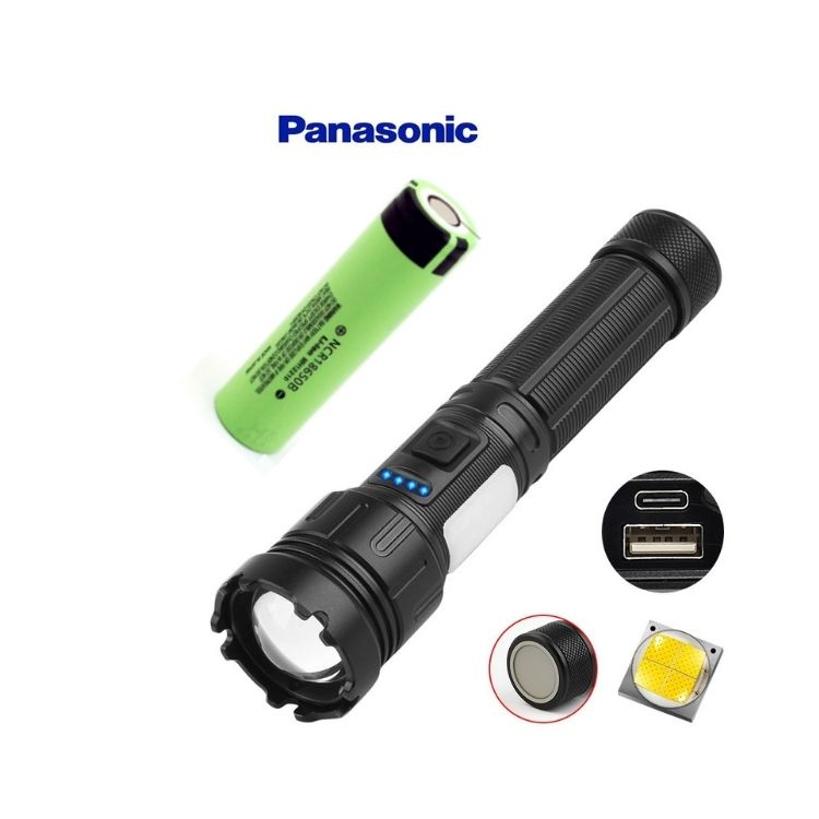 Đèn pin siêu sáng chip led laser tâm tròn cho ánh sáng gom, sử dụng pin 18650, MÃ 13