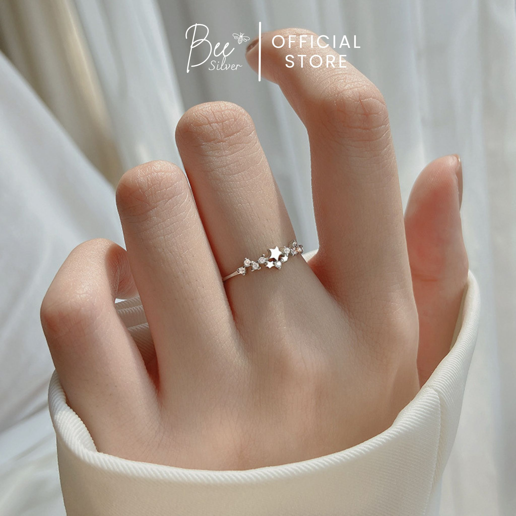 Nhẫn bạc nữ Bee Silver hình ngôi sao lấp lánh xinh xắn Stella Ring