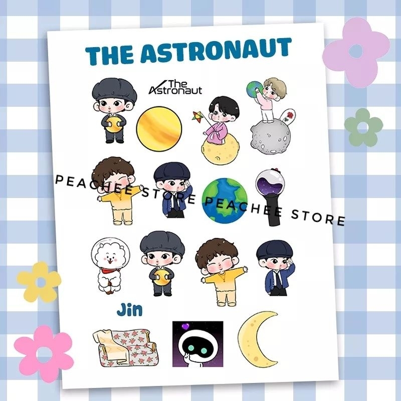Sticker BTS Jin Astronaut chibi hình dán trang trí sổ tay