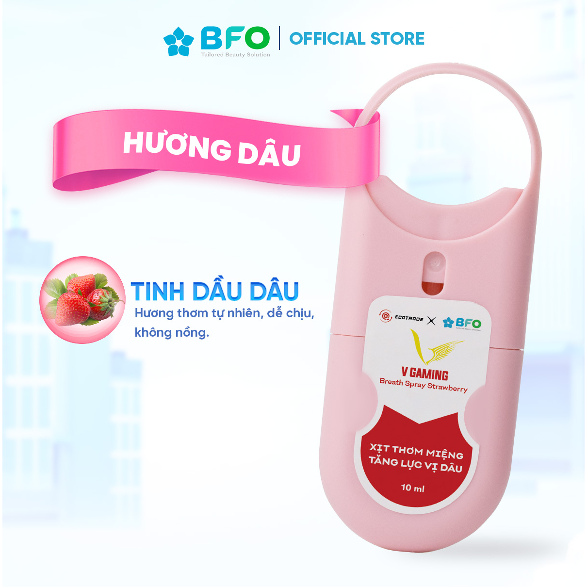 Xịt Thơm Miệng BFO Vị Tăng Lực Hương Nhân Sâm, Cà Phê, Dâu Cho Hơi Thở Thơm Mát 10ml