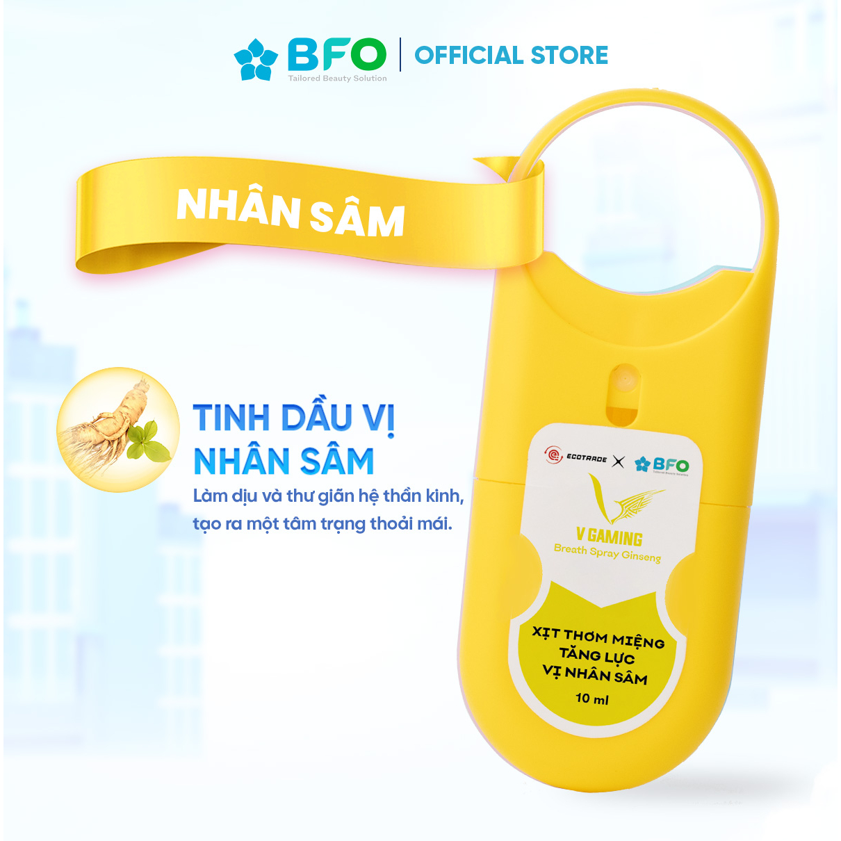 Xịt Thơm Miệng BFO Vị Tăng Lực Hương Nhân Sâm, Cà Phê, Dâu Cho Hơi Thở Thơm Mát 10ml