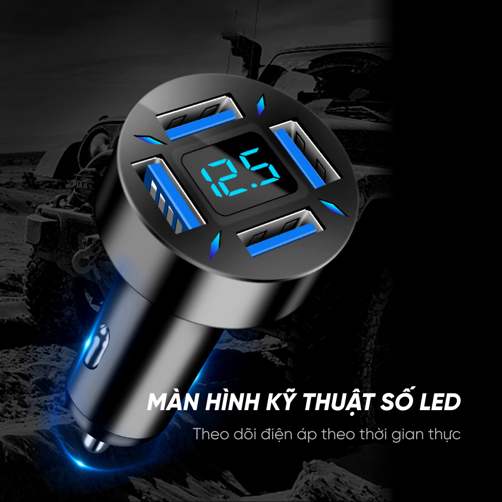 Tẩu Sạc Ô Tô Sạc Nhanh Quick Charge 66W 3.0 Có 4 Cổng Sạc Đèn Led cục sạc nhanh trên ô tô xe máy cho xiaom iphon samsung | BigBuy360 - bigbuy360.vn