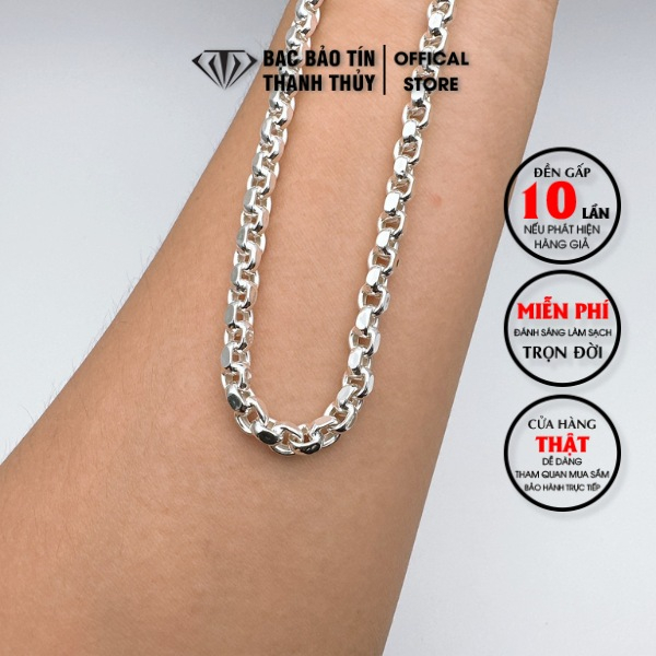 Dây chuyền bạc s99 cho bé dây o dẹt nối Bảo Tín Thanh Thủy,chất liệu bạc ta nguyên chất 3.5chỉ dài 40cm