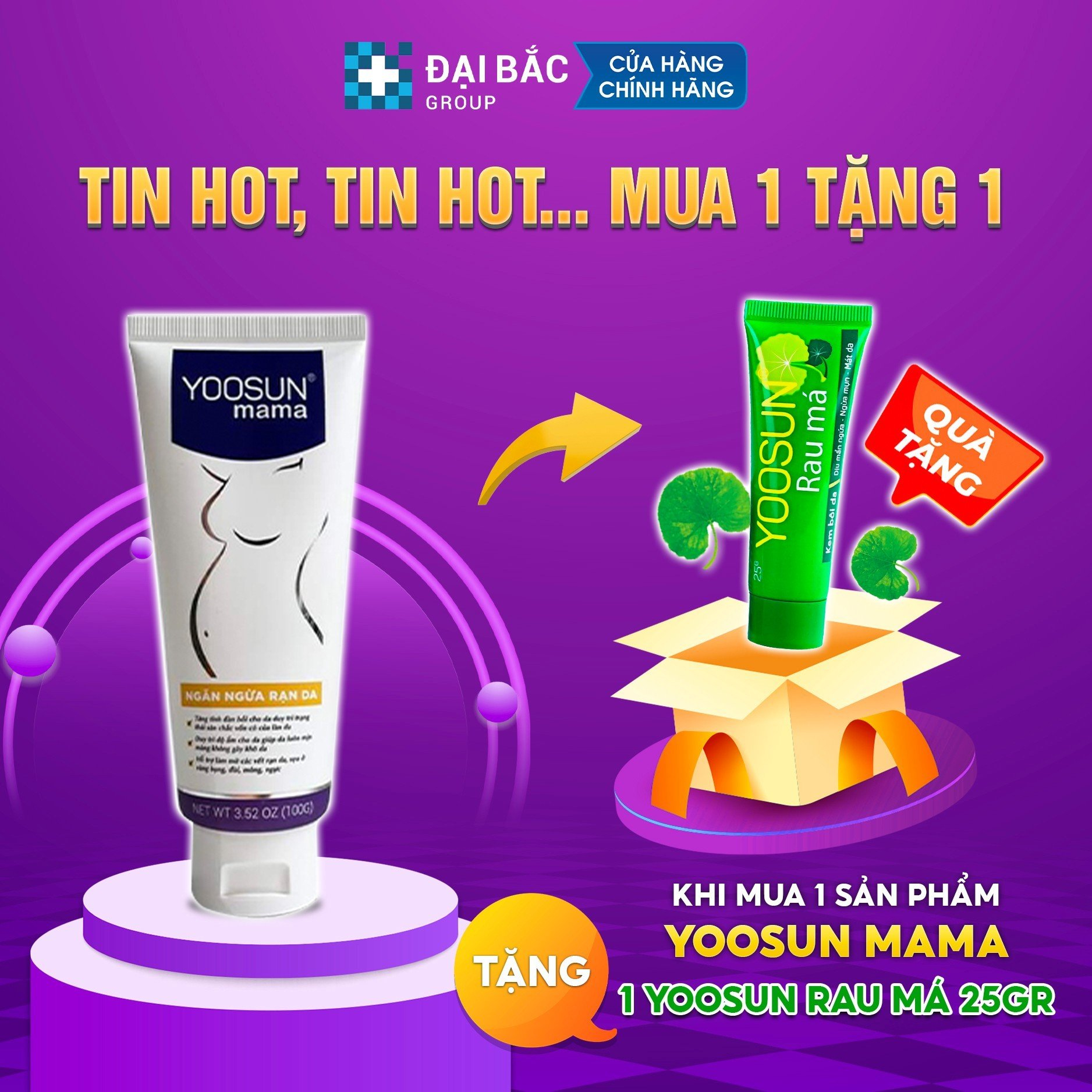 Mua 1 tuýp kem ngăn ngừa và phục hồi rạn da YOOSUN Mama tặng 1 tuýp Yoosun Rau má 25gr