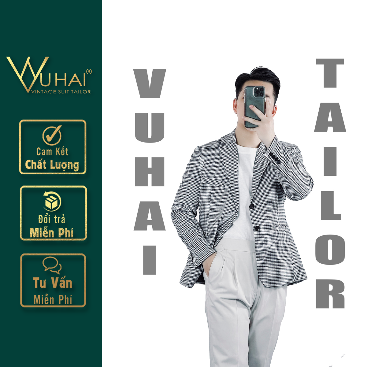 Áo Khoác dạ Blazer nam đẹp họa tiết kẻ xéo, from Hàn Quốc 2 cúc