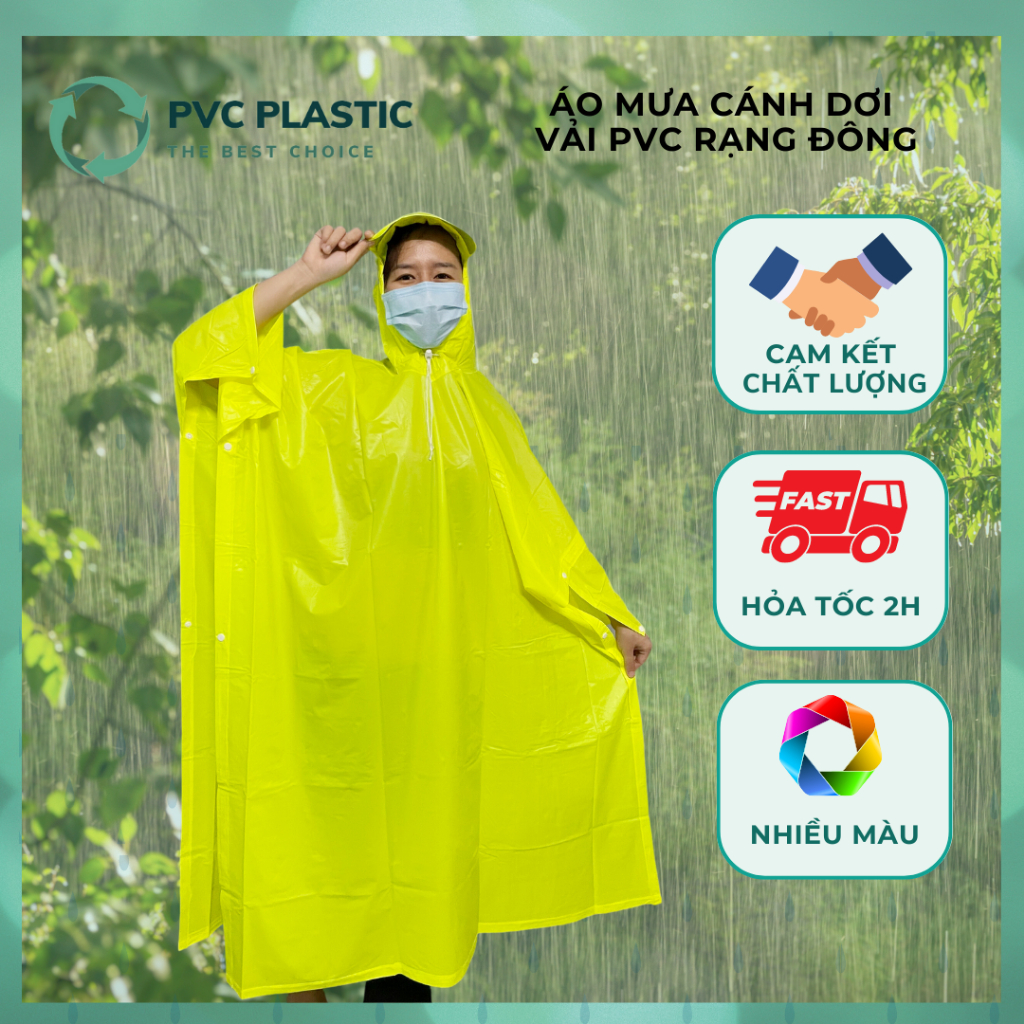 Áo Mưa Cánh Dơi- Áo Mưa Cánh Dơi Vải PVC Rạng Đông Siêu Bền