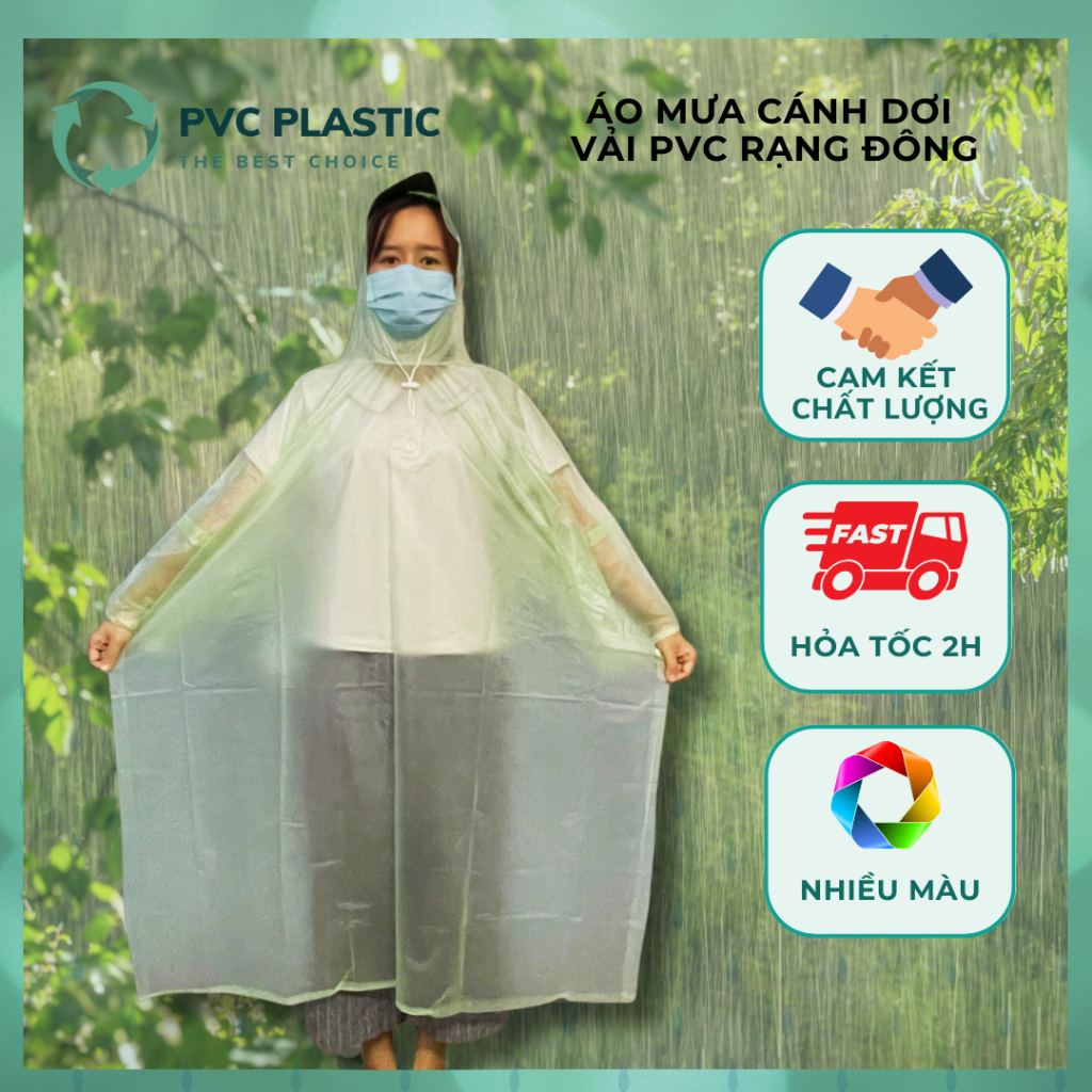 Áo Mưa Cánh Dơi- Áo Mưa Cánh Dơi Vải PVC Rạng Đông Siêu Bền