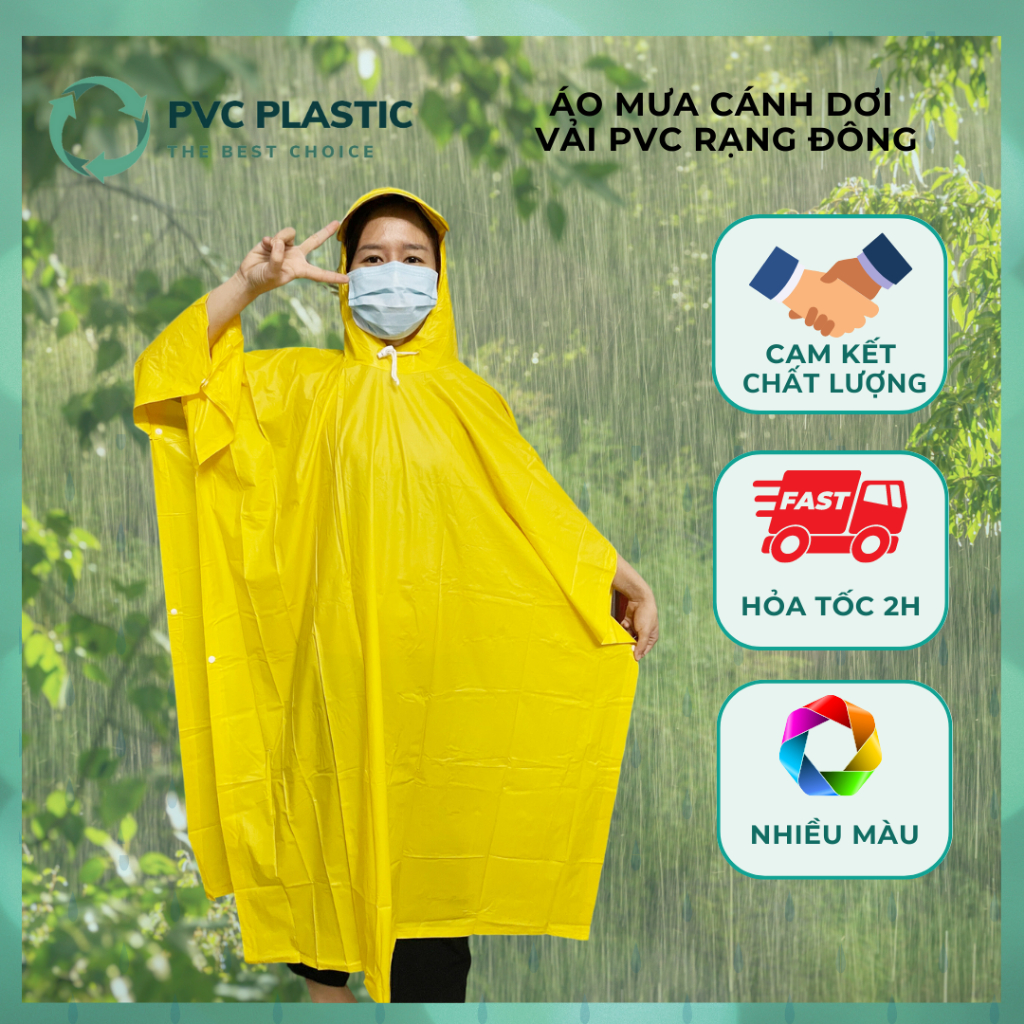 Áo Mưa Cánh Dơi- Áo Mưa Cánh Dơi Vải PVC Rạng Đông Siêu Bền