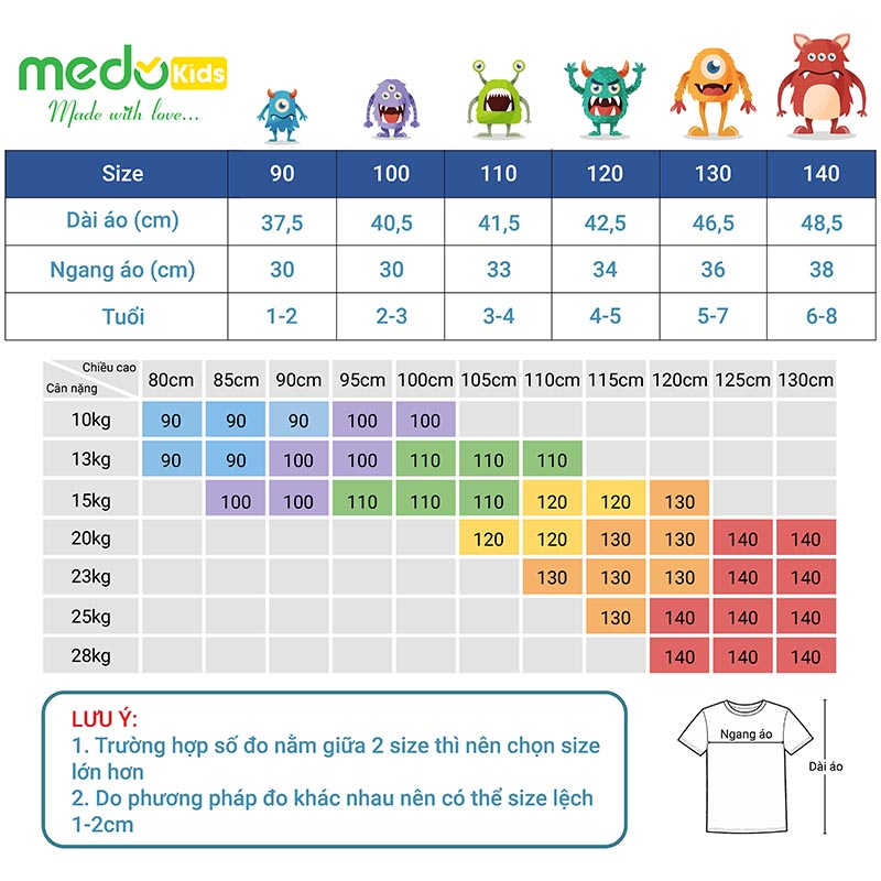Áo phông bé trai bé gái Medokids MD03 kẻ ngang chất liệu cotton mềm mại, co dãn,thoáng mát