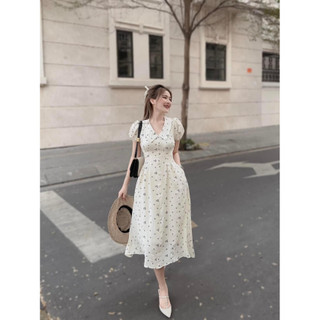 đầm nữ maxi tay phồng cổ tim nữ nhẹ nhàng hoanhi3