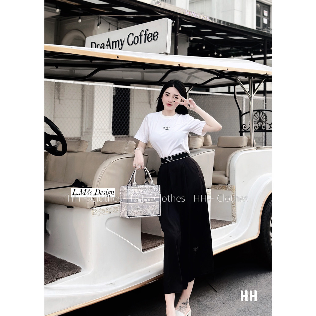 Set Bộ Đồ Nữ Áo Phông Áo Thun Nữ Chân Váy Suông Dáng Dài Cotton Freesize Mẫu INPRADACVDAI. TP62