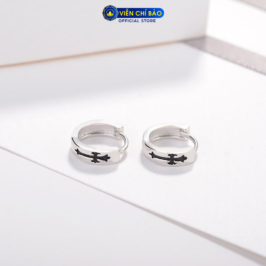 Bông tai bạc nam khắc thập giá (1 chiếc ) Chất liệu bạc 925 thời trang phụ kiện trang sức Viễn Chí Bảo B100140