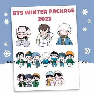 Sticker BTS Winter Package 2021 chibi trang trí sổ tay điện thoại laptop làm journal