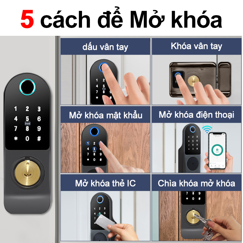 Khoá vân tay 2 mặt cho cửa sắt tùy ​App Tuya Kết Nối WiFi Cho Nhà Ở / Khách Sạn Không thấm nước