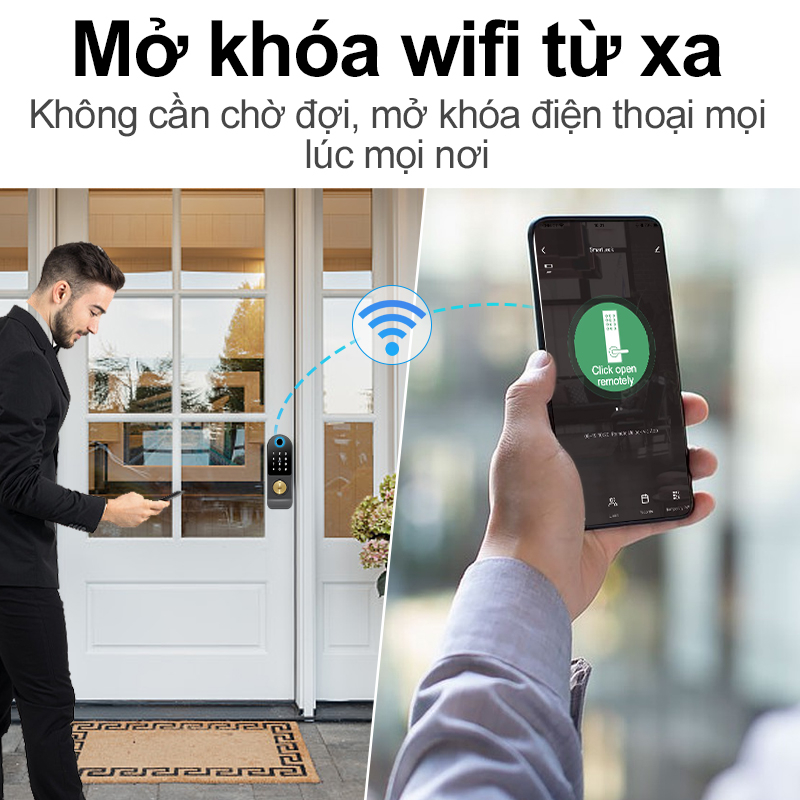 Khoá vân tay 2 mặt cho cửa sắt tùy ​App Tuya Kết Nối WiFi Cho Nhà Ở / Khách Sạn Không thấm nước