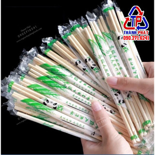100 Đũa tròn dùng 1 lần gấu trúc - Đũa kèm tăm