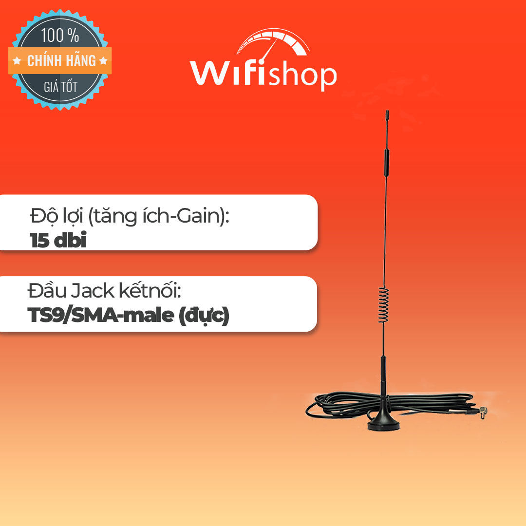 Anten thu sóng 3G/4G chuẩn SMA/TS9 15dBi  17dBi cáp dài 3m