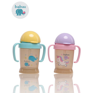 Bình tập uống ống hút silicon tay cầm Babu Baby 180ml Nhật Bản BB17941