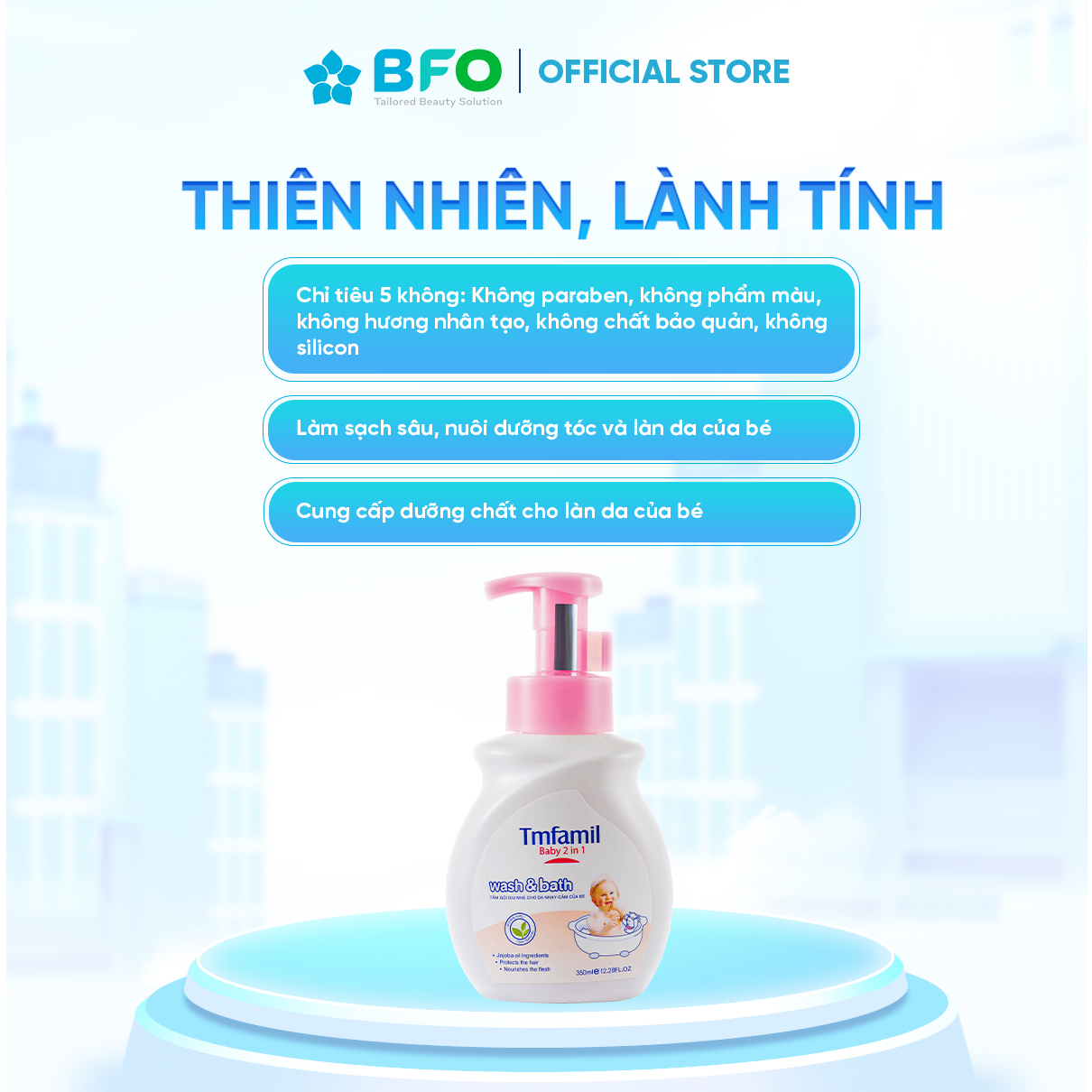 Sữa Tắm Gội Cho Bé TmFamil Của Tami Natural  2 Trong 1 An Toàn Dịu Nhẹ Baby Wash Dung Tích 350ml